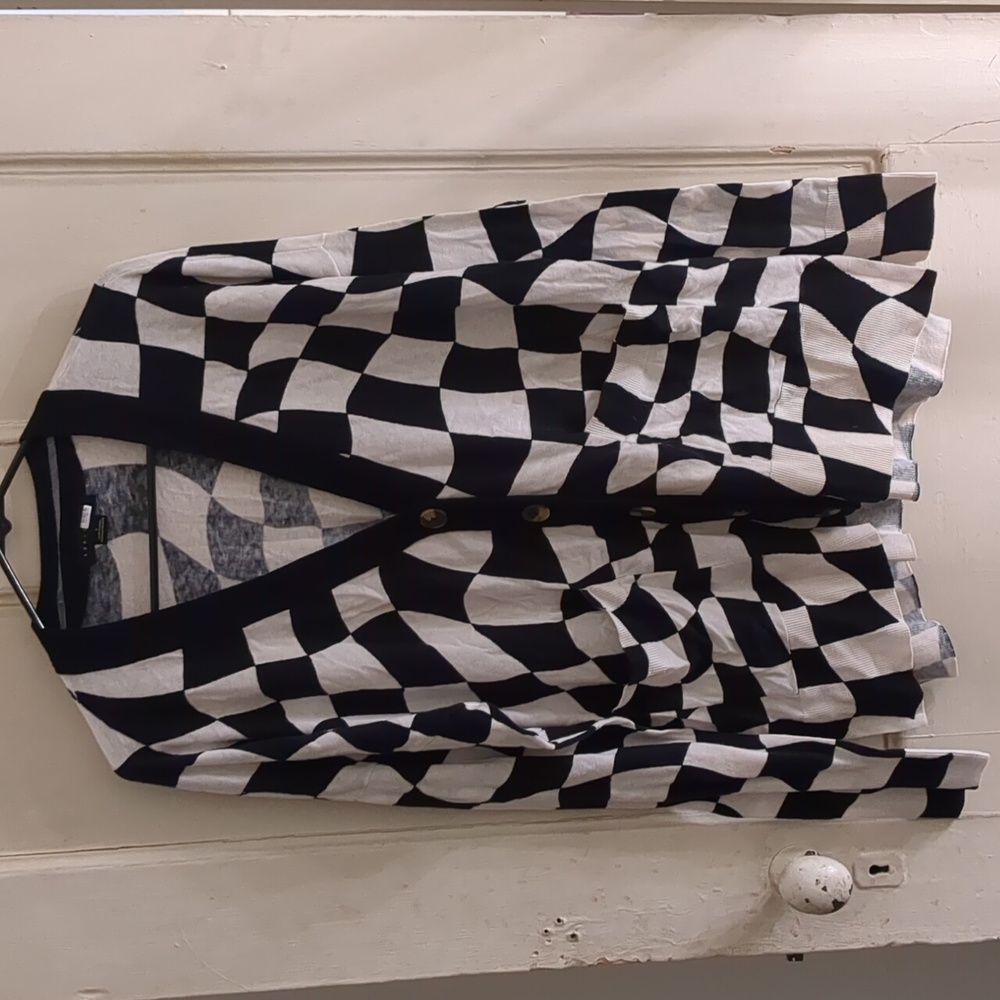 Sanctuary Black and White Checkerboard Cardigan